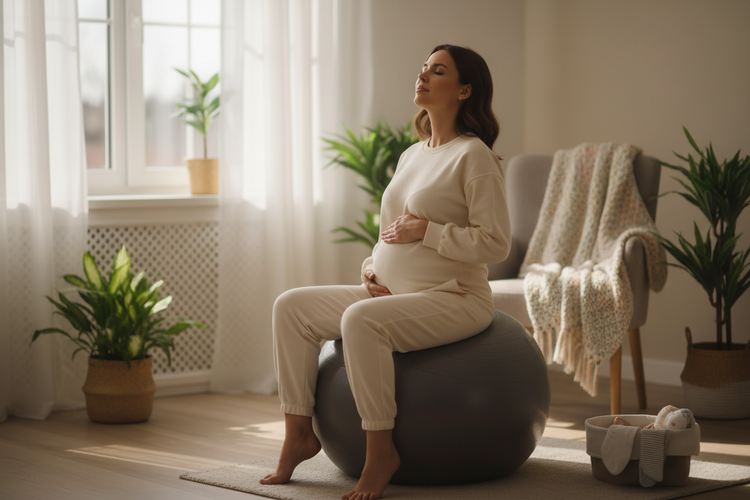 woman on birthing ball